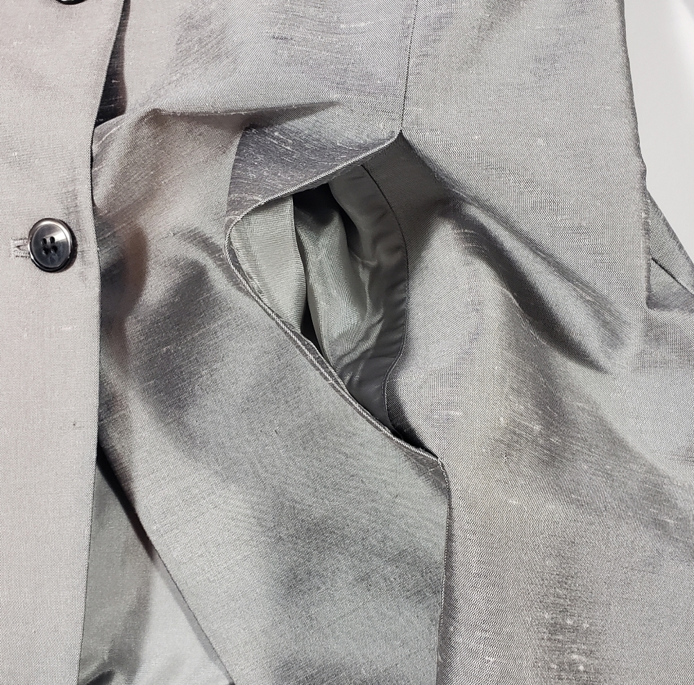 Liz Claiborne 100% Silk Gray Blazer Jacket Size 8 Button Up Professional Career - Picture 7 of 13